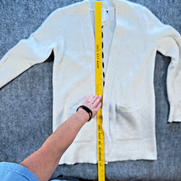 Banana Republic Wool Alpaca Blend Open Front Cardigan Sweater XS White Pockets - Picture 9 of 9